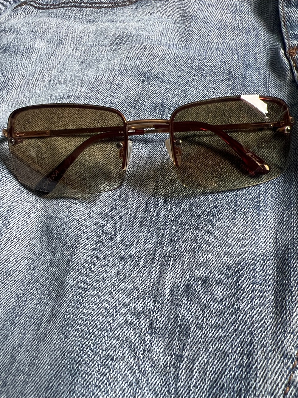 Men's Rimless Rectangle Sunglasses in Brown Tortoise